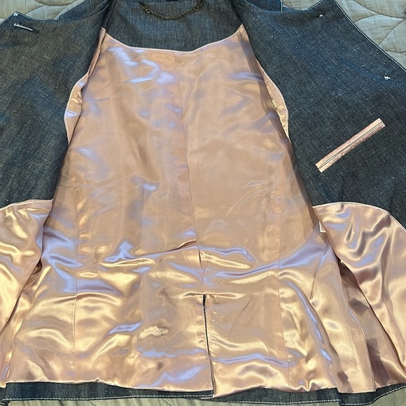 Boden Dark Blue with White Stitching Linen Short Jacket - Picture 3 of 5